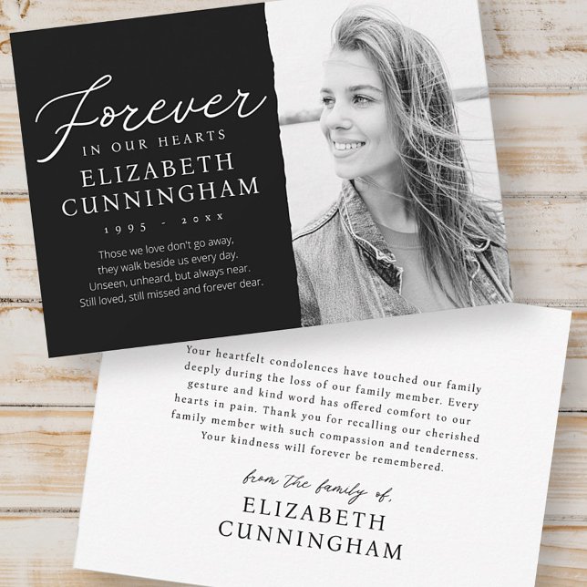 Cartão De Agradecimento Foto para sempre em nosso Memorial Moderno (Criador carregado)