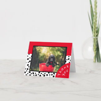 Cartão De Agradecimento Foto personalizada com o daltônico preto e vermelh