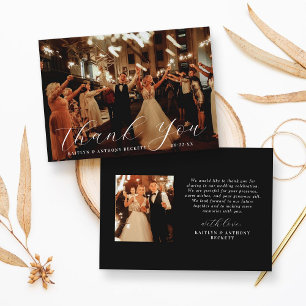Cartão De Agradecimento Foto Personalizada De Casamento De Caligrafia Eleg