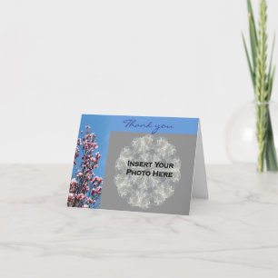 Cartão De Agradecimento Foto personalizada de casamento de Magnolias rosa