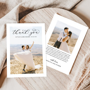 Cartão De Agradecimento Foto Personalizada de Casamento do Script Preto El