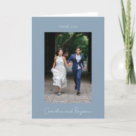 Cartão De Agradecimento Foto personalizada de casamento Dusty Blue