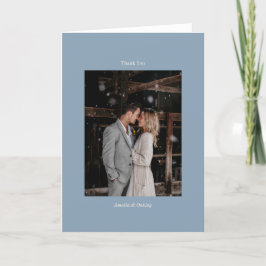 Cartão De Agradecimento Foto Personalizada De Casamento Elegante Azul Mini