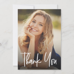 Cartão De Agradecimento Foto personalizada de lettering manual moderno de 