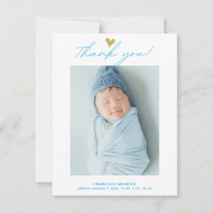 Cartão De Agradecimento Foto personalizada de recém-nascidos com script de