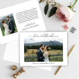 Cartão De Agradecimento Foto personalizada moderna de casamento personaliz