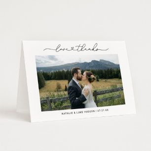 Cartão De Agradecimento Foto personalizada moderna de casamento personaliz