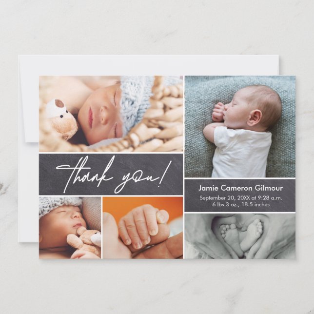 Cartão De Agradecimento Foto personalizada moderna do quadro do chalkboard (Frente)