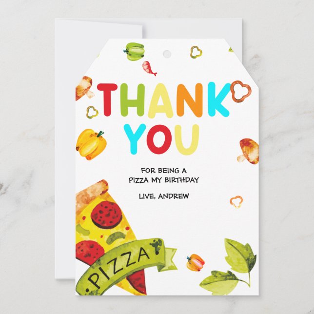 Cartão De Agradecimento Foto personalizada Obrigado pela pizza (Frente)