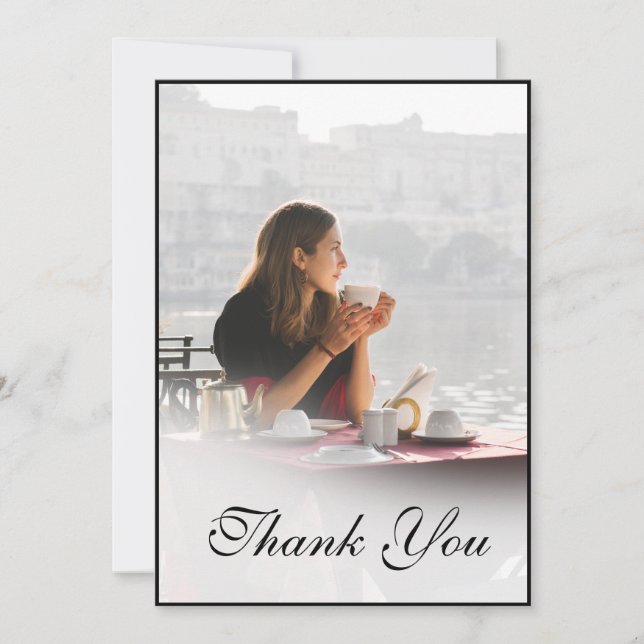 Cartão De Agradecimento Foto pessoal funeral Simples Elegante Obrigado (Frente)