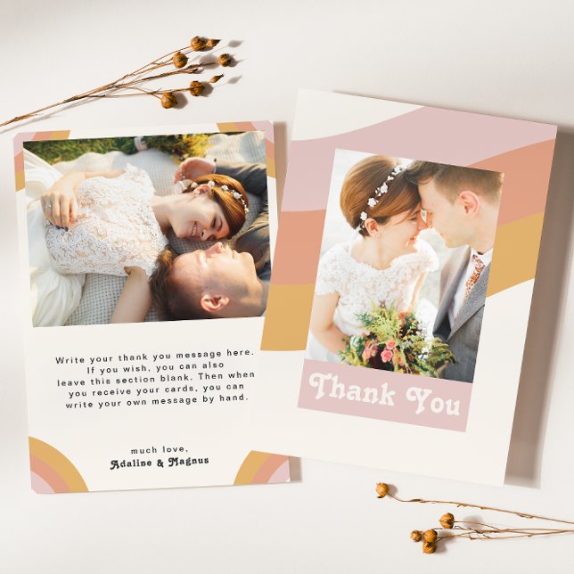 Cartão De Agradecimento Foto plana arco-íris moderna do ano 70 (Criador carregado)