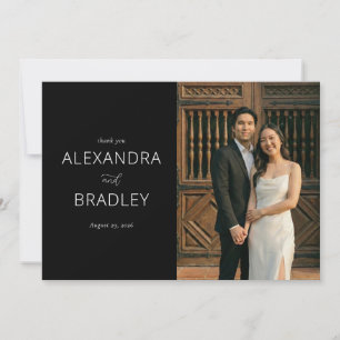 Cartão De Agradecimento Foto Preta Elegante e Grata