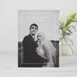 Cartão De Agradecimento Foto Preto e Branco Atemporal Casamento Moderno