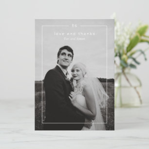 Cartão De Agradecimento Foto Preto e Branco Atemporal Casamento Moderno