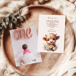 Cartão De Agradecimento Foto: primeiro aniversario de Vaca Santa Highland