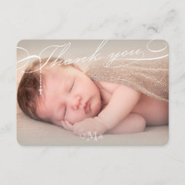 Cartão De Agradecimento Foto Religiosa do Script Rosary Cross Monogramas