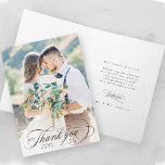 Cartão De Agradecimento Foto Romântica De Casamento Da Caligrafia Negra<br><div class="desc">Este cartões de agradecimentos dobrado do casamento apresenta uma elegante e romântica carta caligráfica com dentro de texto personalizado. Perfeito para casamentos,  aniversários,  graduações e outros eventos. Para uma personalização mais avançada deste design,  clique no BOTÃO FERRAMENTA DESIGN AZUL acima!</div>