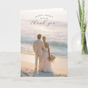 Cartão De Agradecimento Foto Romântica de Praia em Pastel