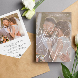 Cartão De Agradecimento Foto romântica mensagem de roteiro de caligrafia c