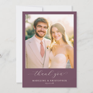 Cartão De Agradecimento Foto Romântica Purple Elegante