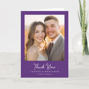 Cartão De Agradecimento Foto Romântica Purple Elegante