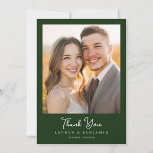 Cartão De Agradecimento Foto Romântica Verde Escura Elegante