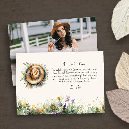 Cartão De Agradecimento Foto Rustic Floral Wildflower Cowgirl