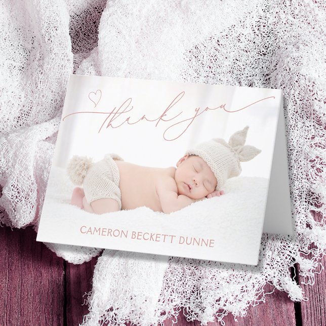 Cartão De Agradecimento Foto Simples (Photo baby folded thank you cards)