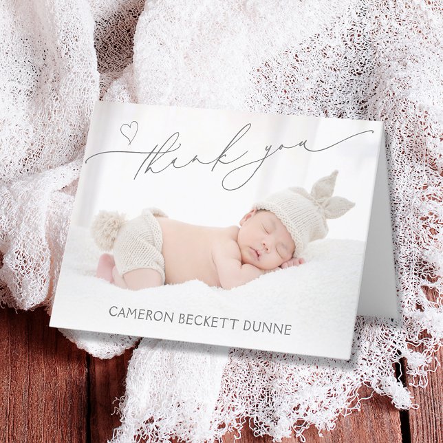 Cartão De Agradecimento Foto Simples (Photo baby folded thank you cards)