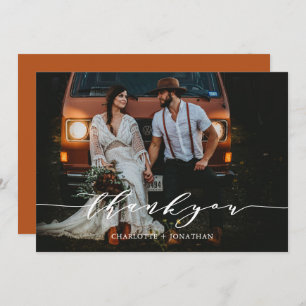 Cartão De Agradecimento Foto Simples Boêmia Botânica Terracotta Casamento