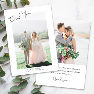 Cartão De Agradecimento Foto Simples - Casamento Com Letra Mão