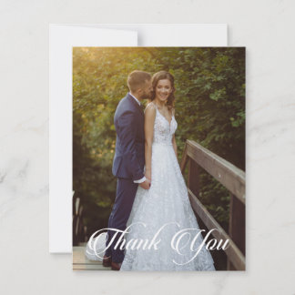 Cartão De Agradecimento Foto simples de casamento Adicionar sua saudação