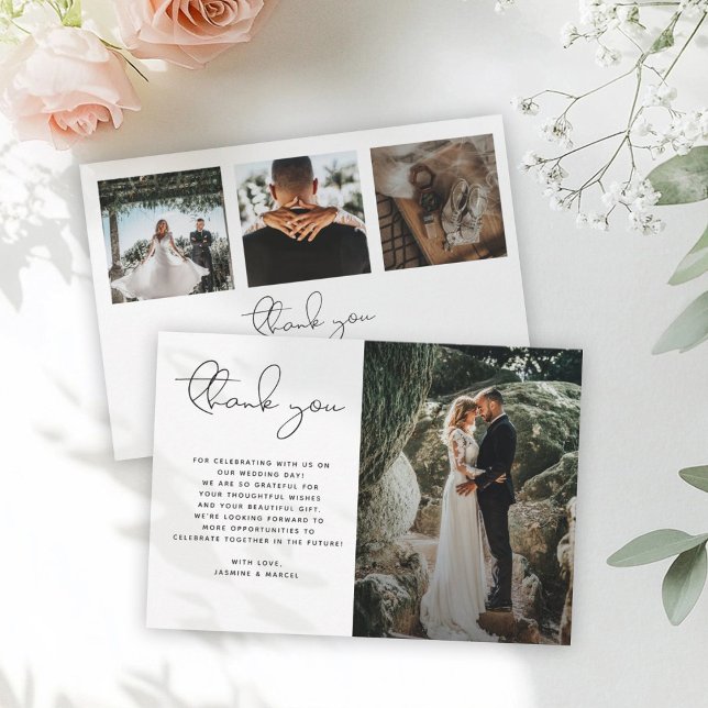 Cartão De Agradecimento Foto Simples De Casamento Simples De Script Modern (Criador carregado)