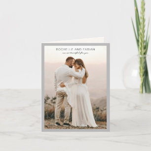 Cartão De Agradecimento Foto simples de Cinza para casamento elegante