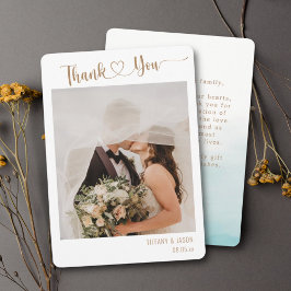 Cartão De Agradecimento Foto Simples Elegante Casamento Personalizado Letr