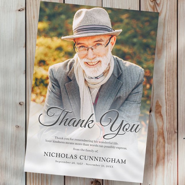 Cartão De Agradecimento Foto Simples Elegante Moderno Elegante (Criador carregado)