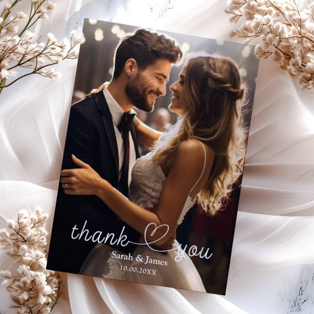 Cartão De Agradecimento Foto Simples Moderna - Casamento Obrigado (Criador carregado)