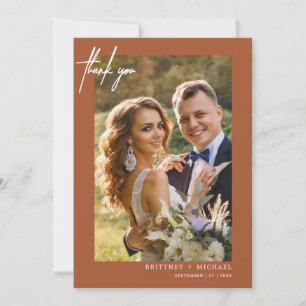 Cartão De Agradecimento Foto Simples Terracotta Moderna, Com Letra Mão
