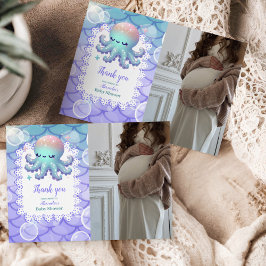 Cartão De Agradecimento Foto sob o Chá de fraldas de Aquarela do Mar