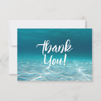 Cartão De Agradecimento Foto submarina azul Elegante Aqua, personalizada