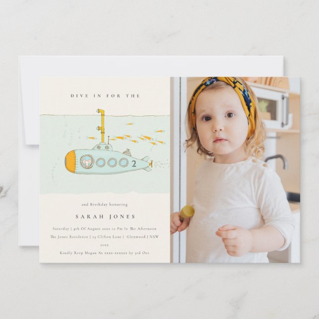 Cartão De Agradecimento Foto Submarina Submarina Qualquer Idade Aniversári (Frente)