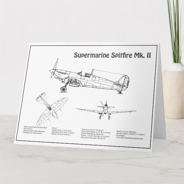 Cartão De Agradecimento Foto Supermarinha - Avião Blueprint BD (Frente)