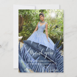 Cartão De Agradecimento Foto tropical azul da folha