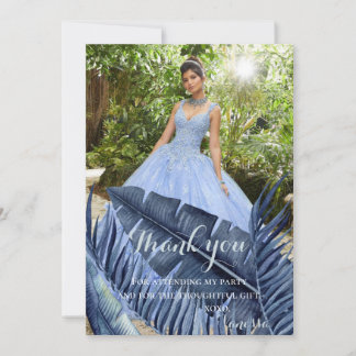 Cartão De Agradecimento Foto tropical azul da folha