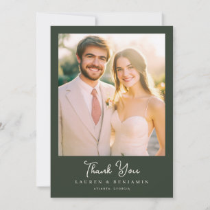 Cartão De Agradecimento Foto Verde Romântica e Elegante