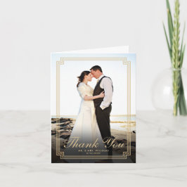 Cartão De Agradecimento Foto Vertical do Quadro Deco de Arte Elegante