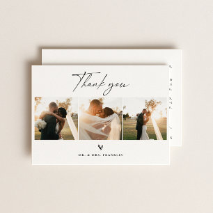 Cartão De Agradecimento Fotografia de casamento com letra moderna boho