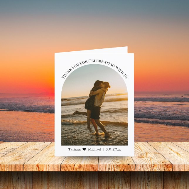 Cartão De Agradecimento fotografia de casamento elegante do clássico (Criador carregado)