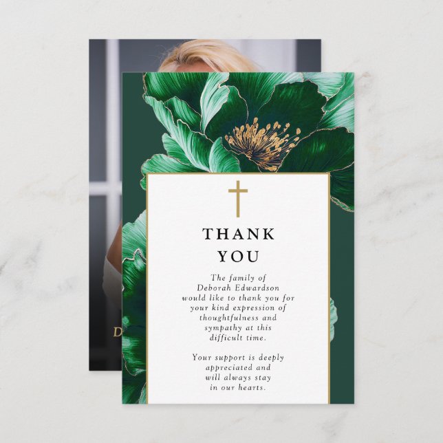 Cartão De Agradecimento Fotografia do Funeral Celebração de Vida Cristã Ve (Frente/Verso)