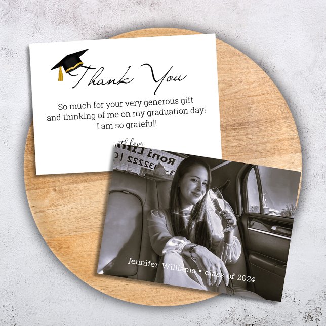 Cartão De Agradecimento fotografia elegante da graduação em chic 2025 (Criador carregado)